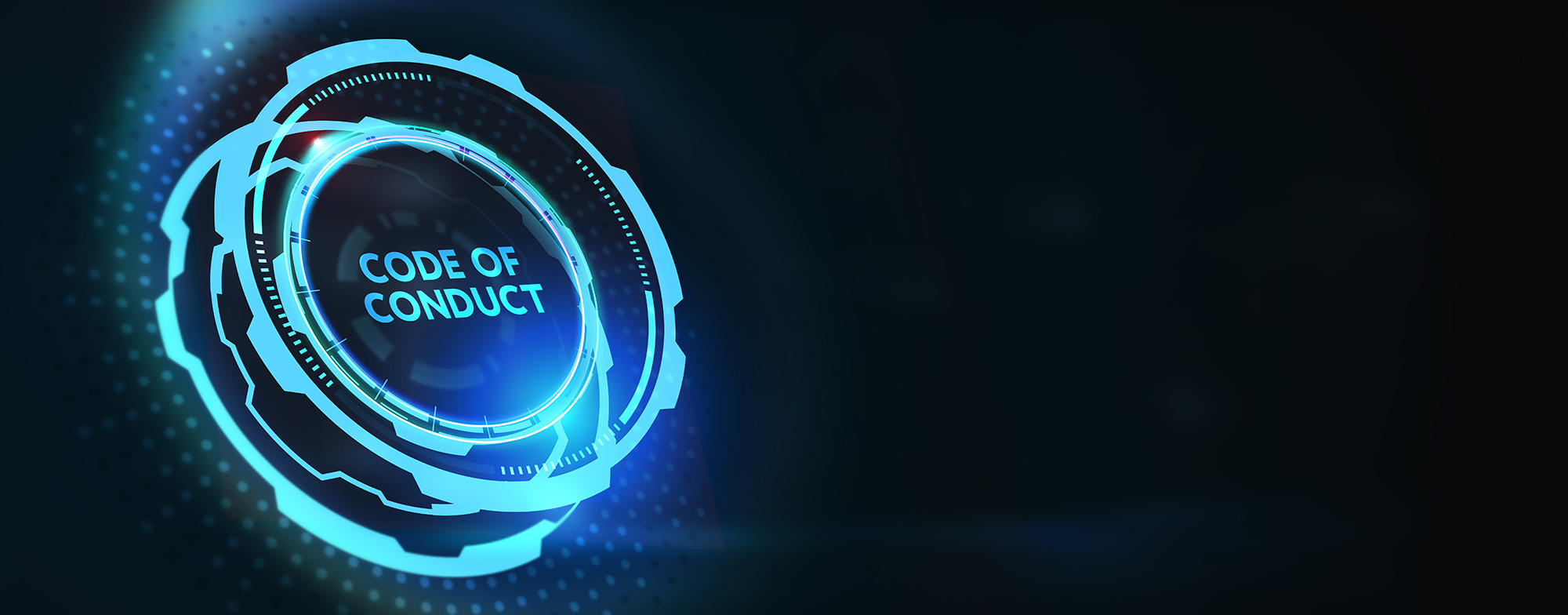 Business, Technology, Internet and network concept. virtual screen of the future and sees the inscription: Code of conduct. 3d illustration